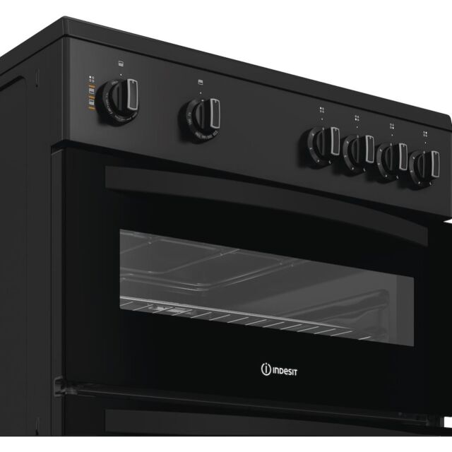 Indesit IDE6VMB 60cm Electric Cooker with Ceramic Hob - Black
