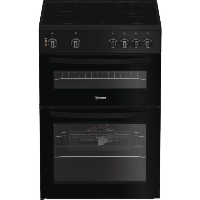 Indesit IDE6VMB 60cm Electric Cooker with Ceramic Hob - Black