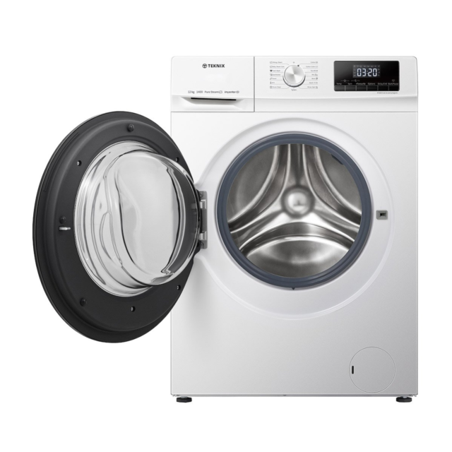 Teknix TKW12142HW Freestanding 12kg 1400rpm Washing Machine with Steam - White - A Rated