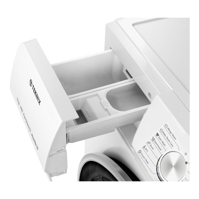 Teknix TKW12142HW Freestanding 12kg 1400rpm Washing Machine with Steam - White - A Rated